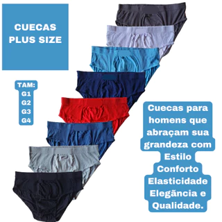 Cueca Plus Size Masculina Adulto Slip 100% Algodão Kit 12 Cuecas