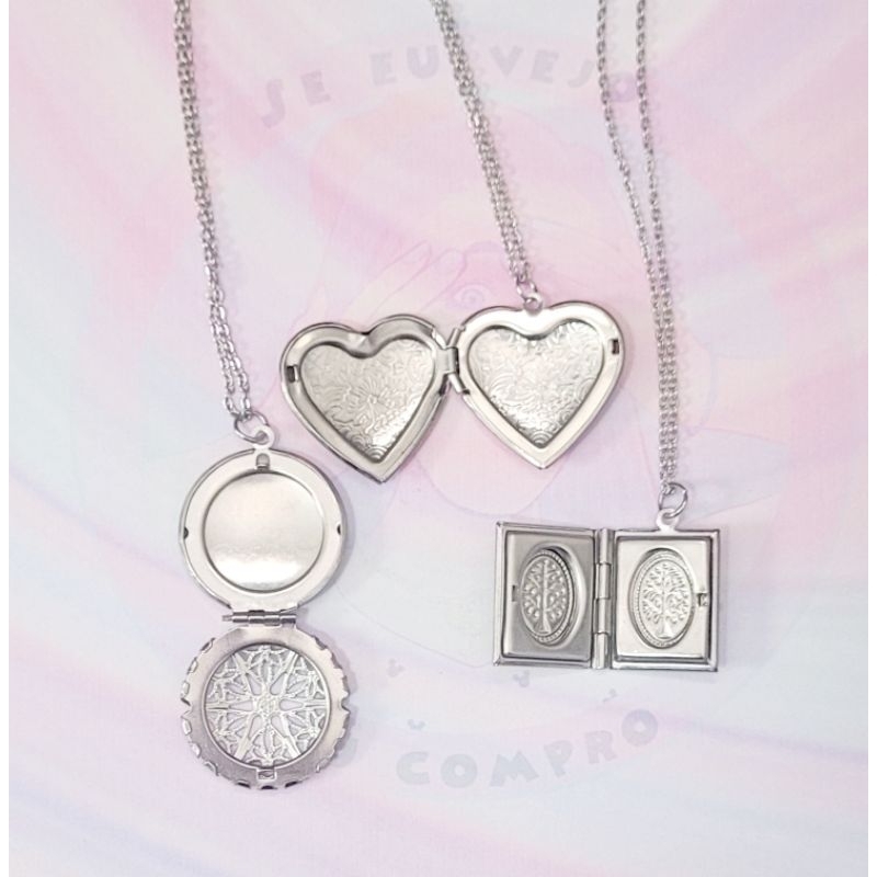 Colar Relicário aço inox pingente relicario foto presente moda inoxidável personalizavel