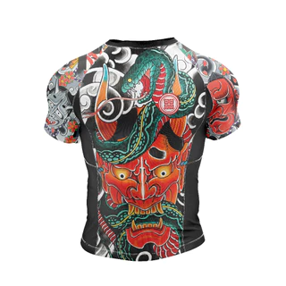 Rashguard Manga Curta Jiu Jitsu Nikkyo Irezumi Tattoo Hannya Oni