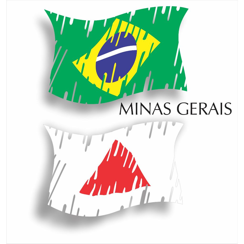 Adesivo Bandeira estilizada Brasil + MG ou outro estado a escolha