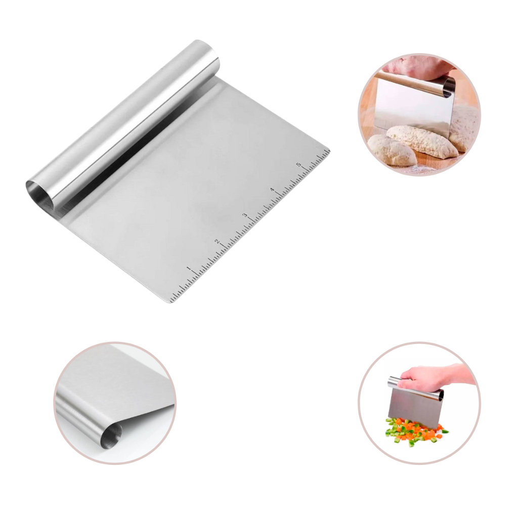 Espátula Em Inox Prática Raspador De Massa Com Cabo Tubular 15cm Massa Pão Padaria Boleira