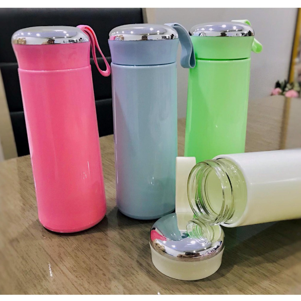 Garrafa Vidro 400ml com Alça Resistente Revestida com Plástico