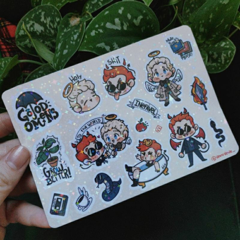Cartela Holográfica de Good Omens - Crowley e Aziraphale