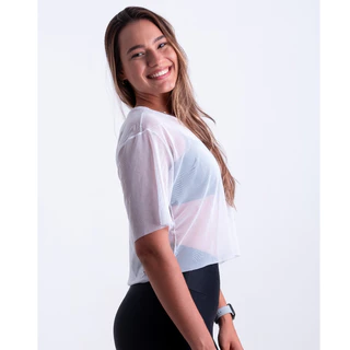 Cropped de tule feminino de manga fitness