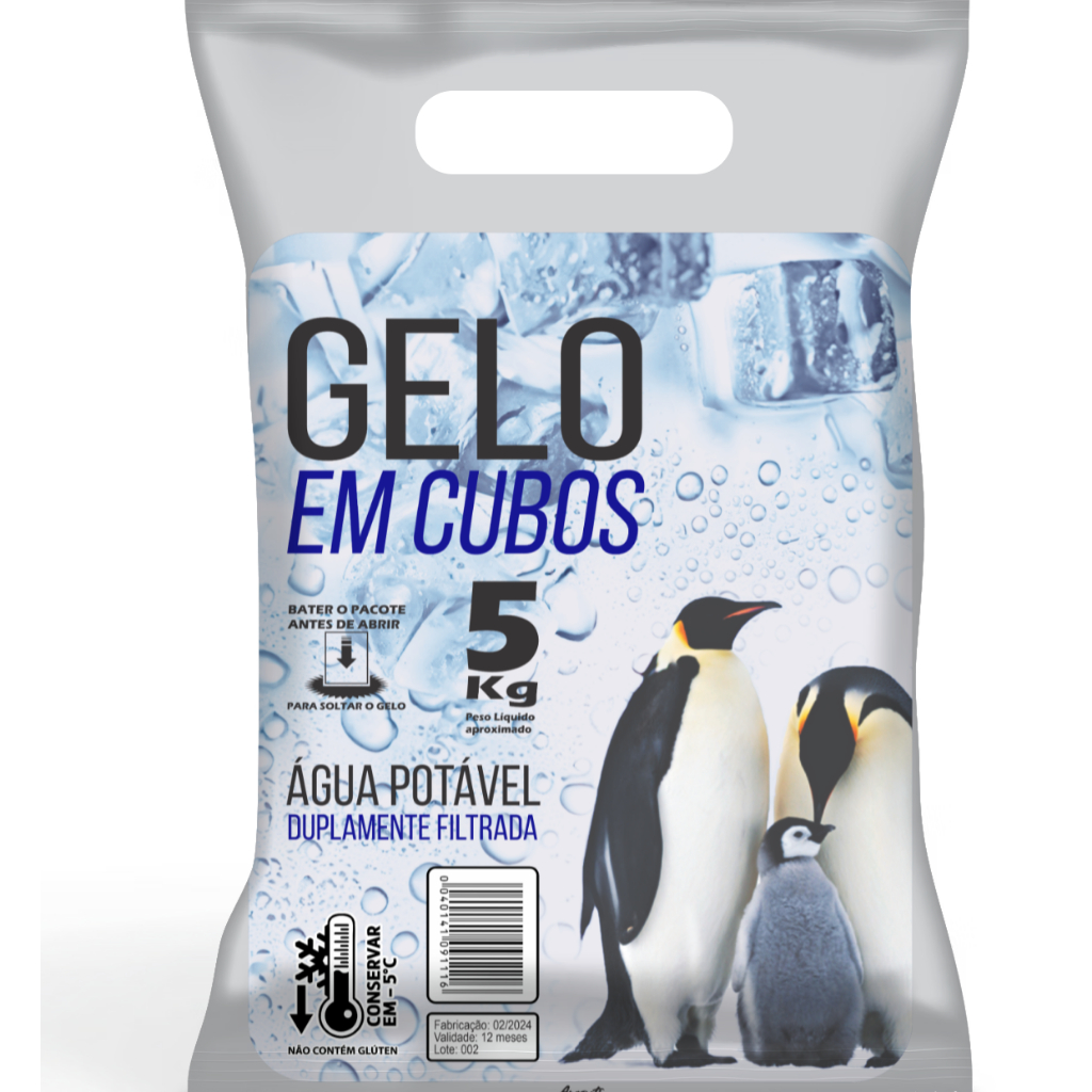 Saco Para Gelo em Cubo Universal 5KG c/Alça 200unid