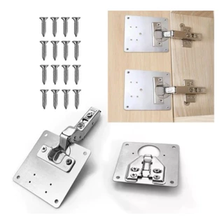 Kit com 2 Placas De Reparo De Dobradiças Para Moveis Porta Armario em INOX