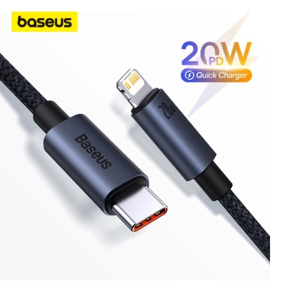 Cabo Baseus Tipo C para Lightning, cabo de carregamento rápido para iPhone 15,14,13, 12, 11 Pro Max, X, XR, 8