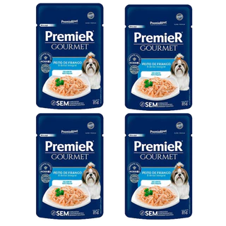 Kit com 4 Ração Úmida Premier Cachorros Adultos Gourmet Peito de Frango e Arroz Integral 85 g em Oferta na Shopee