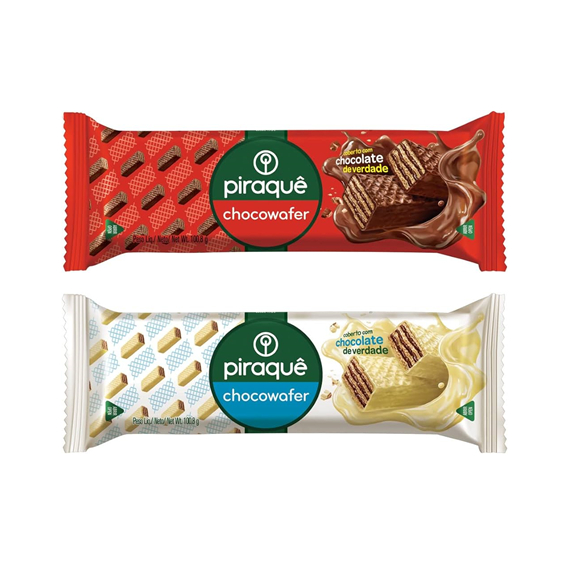 Piraquê Wafer Recheio Chocolate Chocowafer Pacote 100,8g 