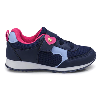 Tênis Infantil Feminino Casual De Coração Com Velcro Confortável