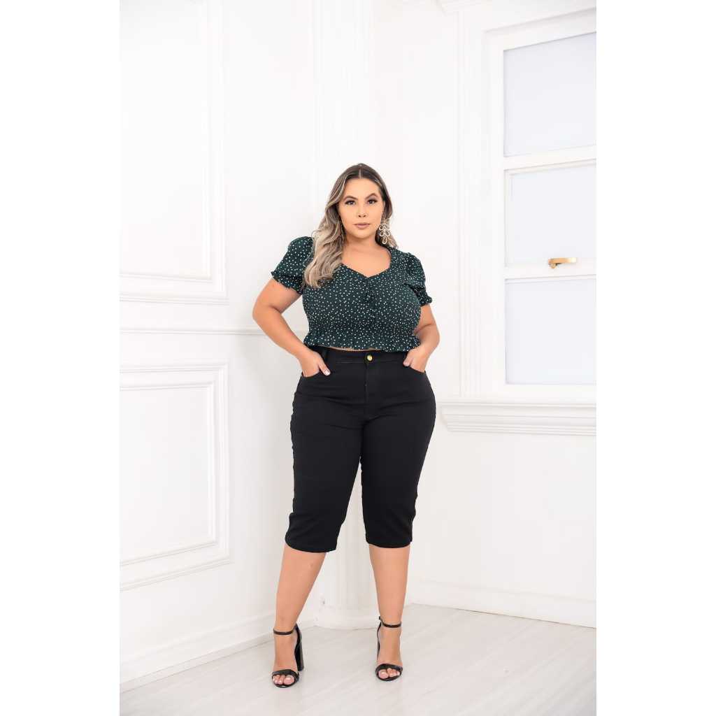 SILVINHASHOP Calça Wide leg Jeans Plus Size Feminina Tamanhos Grandes