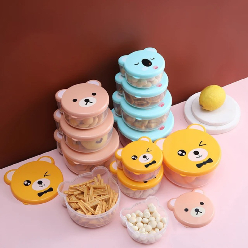 Kit 4 Marmitas Potes Bichinhos com Tampa Bpa Free 4 Unidades Ótima Qualidade Ursinho Coala