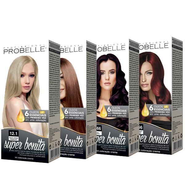 Kit 2 caixas - Coloração tinta de cabelo Probelle Super Bonita | Shopee ...