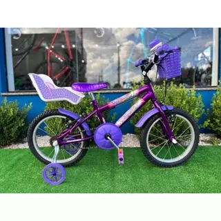 Bicicleta Infantil Aro 16 Gy Bike Roxa Com Cestinha e Bagageiro de Boneca em Oferta na Shopee