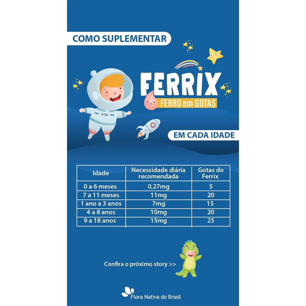 3x Vitamina Ferrix Ferro 3mg 30ml - Flora Nativa do Brasil