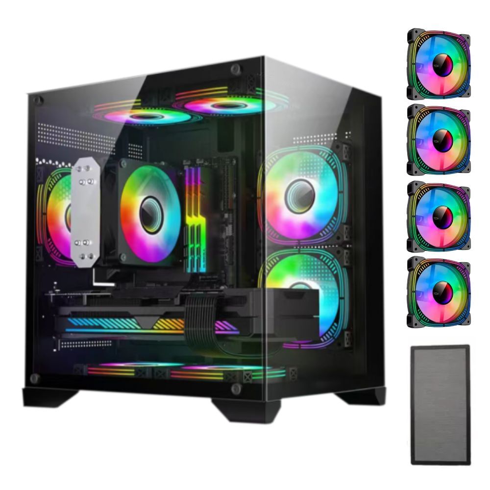Gabinete Gamer Com 4 Fans Inclusas Para Water Cooler Rgb Tampa Vidro