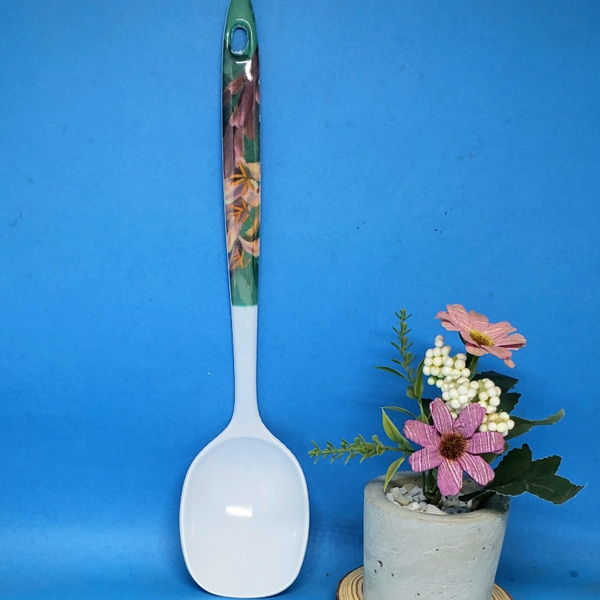 Colher Rasa Branca ou Desenhada de Melamina - 28 cm- Multiuso. | Shopee ...