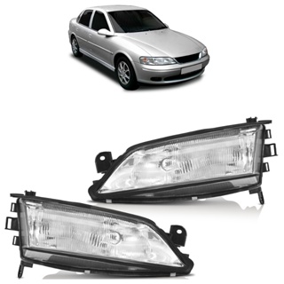 Farol Dianteiro Vectra 1997 1998 1999 2000 Máscara Cromada Foco Duplo Lente Estriada Vidro