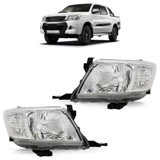 Farol Dianteiro Hilux SR SRV 2012 2013 2014 2015 Máscara Cromada Foco Simples Lente Lisa Acrilico
