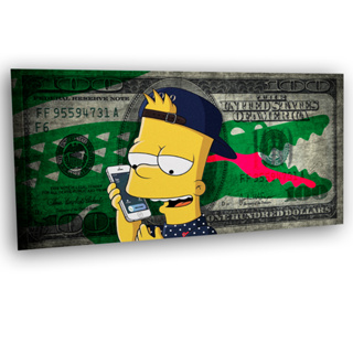 1 Quadro Decorativo Bart Simpsons Dinheiro Lalá Nota 70x40