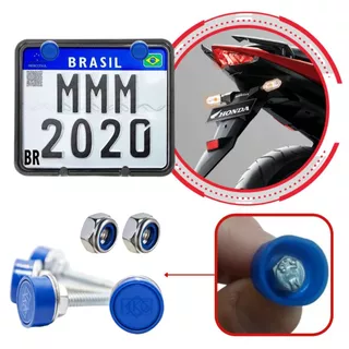 Suporte Grande Protetor Placa Moto Mercosul Com Lacres em Oferta na Shopee