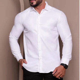 Camisa Social Slim Fit Manga longa Branca Preta Super Oferta Envio Imediato Nova coleção