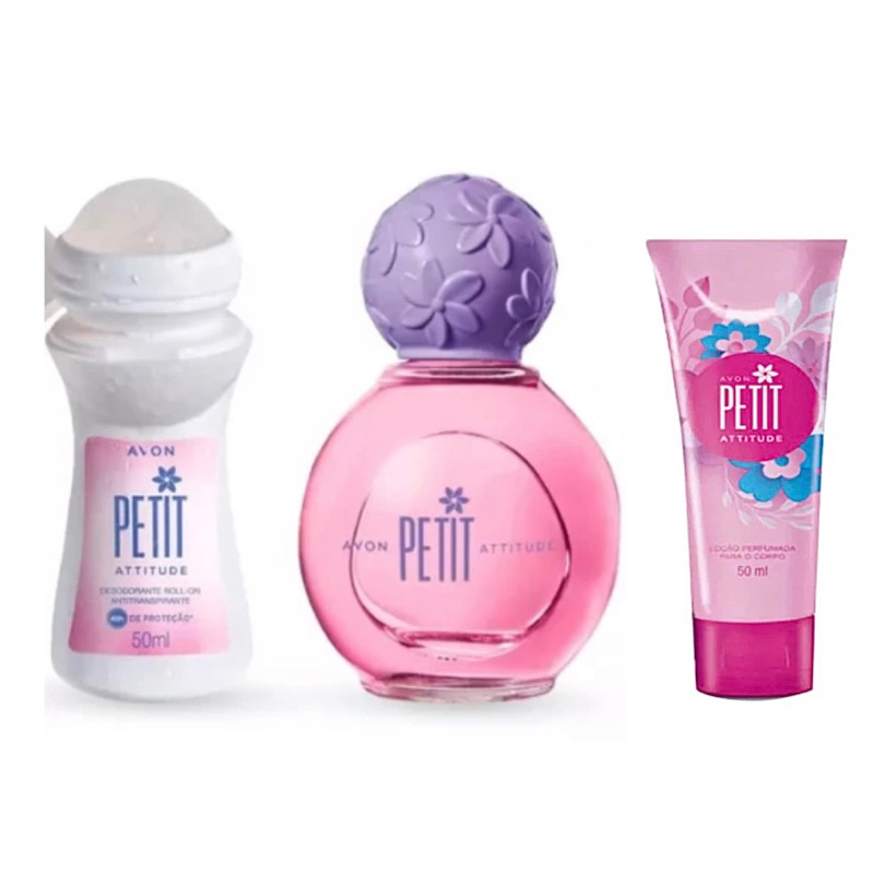Kit Presente Perfume Petit Attitude 50ml + Loção Perfumada ou Desodorante  Avon