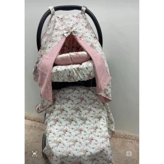 Kit Colchonetes Dupla Face para Carrinho e Bebê Conforto 7 peças Menino, Menina e Neutro