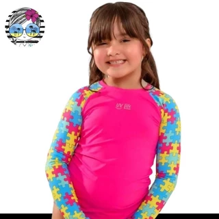 Camisa Infantil Autismo Menina com Proteção Solar UV50+ Praia e Piscina Envio Imediato