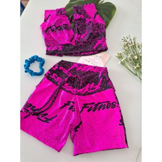 Conjunto Academia top + short Estampa Fitness