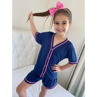 Pijama Infantil Blogueira de Botão baby doll americano Roupa de Criança Dormir Festa do Pijama em Oferta na Shopee