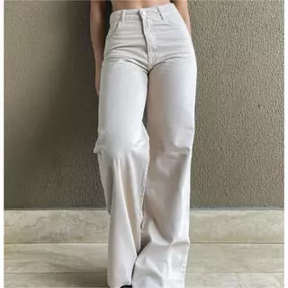Calça Wide Leg Pantalona Jeans Feminina Cintura Alta Levanta Bumbum