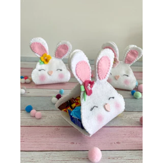 Lembrancinha Porta Bombom coelhinho de feltro presente criativo de Páscoa em Oferta na Shopee