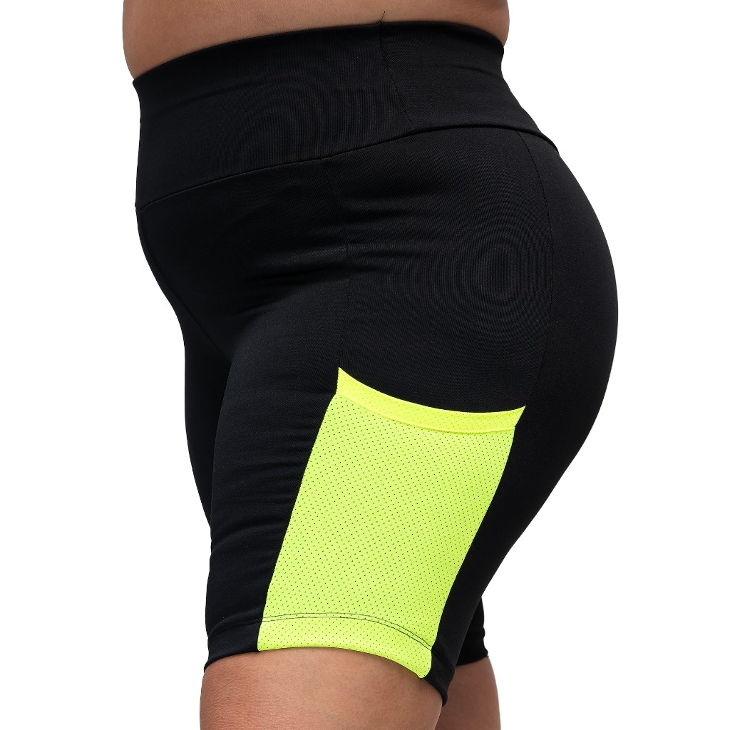 Bermudas Femininas Com Lycra Grande Tamanho 56 e 58 Comprida De Academia Cintura Alta Compressão Short Plus Size Fitness G5 E G6