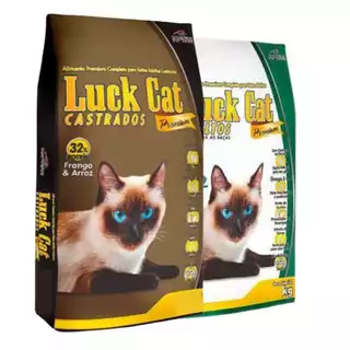 Ração Premium Gato Castrado Luck Cat 10,1kg Sabor Frango e Arroz ou Peixe