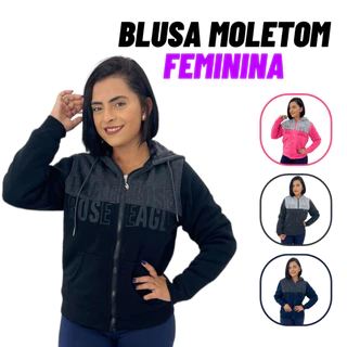 Blusa De Moletom De Frio Feminina Peluciada Aberta Com Capuz