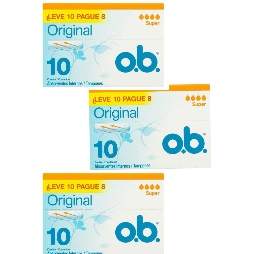 O kit com 3 unidade do ABSORVENTE OB ORIGINAL INTIMO SUPER C/10 ...