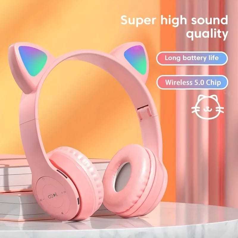 Fone De Ouvido P47M Sem Fio Com Bluetooth orelha de gato