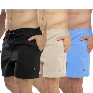 kit 3 Shorts De Linho Masculino Básico Bermuda Mauricinho Premium Lavado De Alta Qualidade.