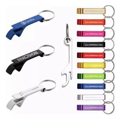 Kit c/100 Chaveiros Abridor Cerveja Personalizados a Laser