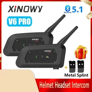 Par de Intercomunicador Capacete Moto XINOWY V6 PLUS Bluetooth Chamadas Músicas Instruções GPS