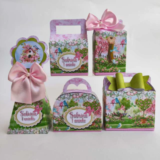 Kit Festa Jardim Encantado Caixinhas Personalizadas lembrancinhas para Festas PEGUE E MONTE