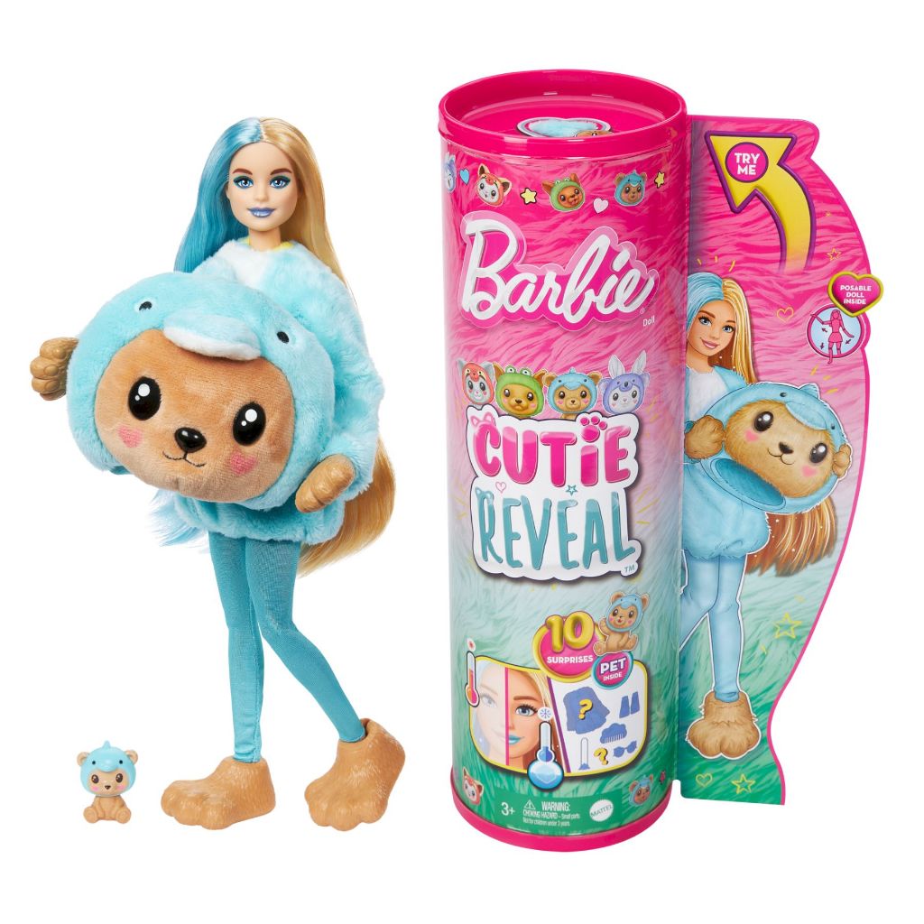 Boneca Barbie Cutie Reveal C/ Fantasia de Bicho de Pelúcia e Pet