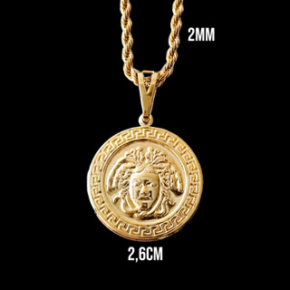 Cordão Masculino Medusa Colar Bahiano Banhados Ouro