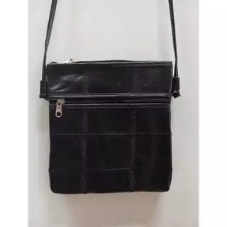 Bolsa de couro legitimo media quadriculada