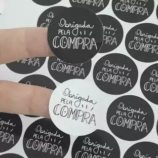50 Adesivos Obrigada Pela Compra - Rotulo Etiqueta