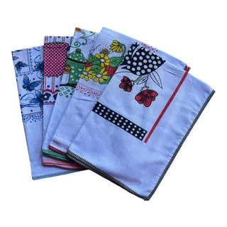 Pano De Prato Grande Cobre Tudo com Vies, Estampado, Kit Com 5 Peças tamanho 65x90
