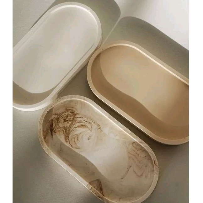 Bandeja decorativa Oval porta objeto de concreto bandeja para banheiro decorativa Porta perfumes Objetos Decoração Rustica