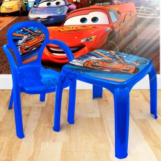Kit Mesa Mesinha c Cadeira Decorada Plástico Resistente Brinquedo Didático Escolar Estudo Área Livre