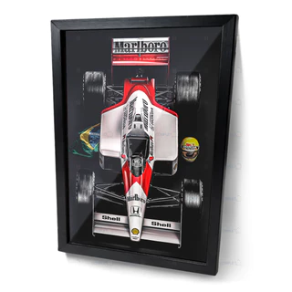 Quadro MacLaren Vermelha e Branca Brasil Formula 1 F1 Moldura e Vidro